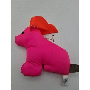 Dan Brechner Plush Toy Co. Neon Pink w/ Orange Ears 6" Vintage